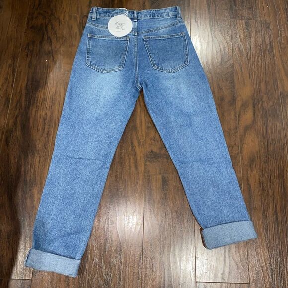 NWT Princess Polly HAYDEN KNEE RIP JEANS MID WASH DENIM - Picture 5 of 12